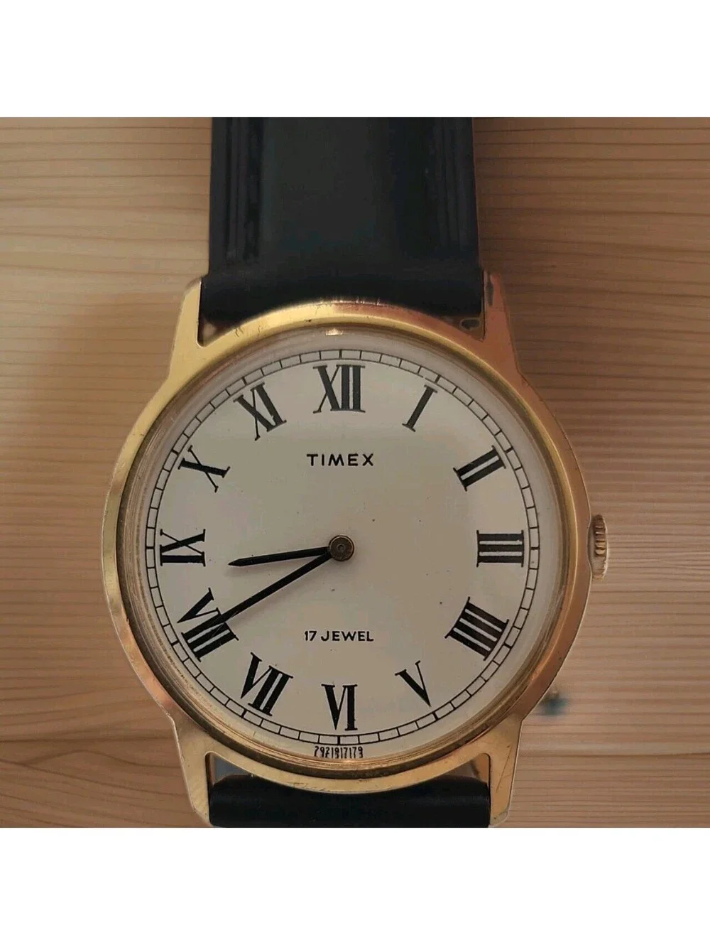 1979 TIMEX Mens Watch Roman Numerals 17 Jewels Manual Wind 33mm 2921917179 EUC